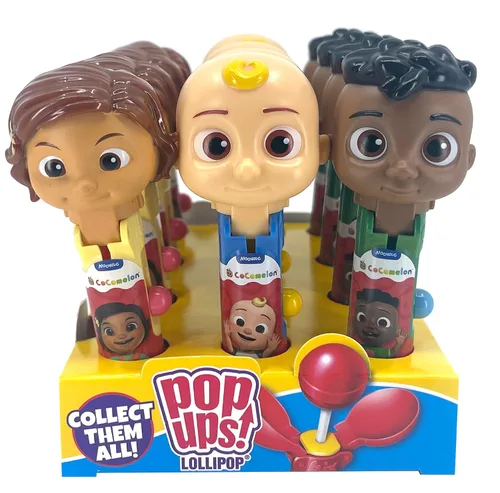 Miniatura 2 de ¡Pop Ups! Soportes de paleta clásicos de CoComelon - Nina, JJ y Cody - 12 paletas con estuches - Favores de caramelo envueltos individualmente