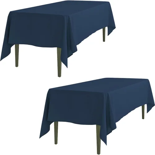 Miniatura 73 de LTC LINENS - Paquete de 2 manteles rectangulares de poliéster, de 60 x 102 pulgadas y 6 pies, color azul bebé, con caída parcial, resistentes a