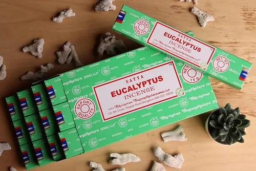 Miniatura 3 de EARTH Satya - Varillas de incienso de eucalipto de 15 GMS (paquete de 12) (certificado verde) Agarbatti indio perfumado enrollado a mano, perfecto