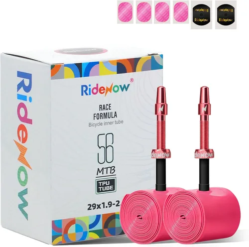 Miniatura 13 de RideNow - Paquete de 2 tubos interiores para bicicleta MTB de 24/ 26/27.5/29 pulgadas para 1.3-2.0/1.9-2.5, con válvula Presta de metal/TPU