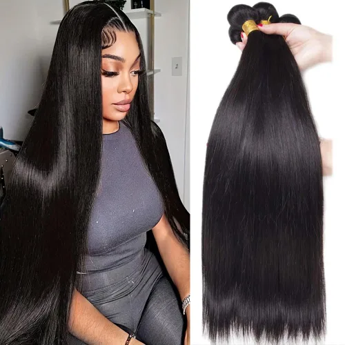 Miniatura 8 de Beautymoon Paquetes de cabello liso negro jet 4 manojos, cabello humano brasileño 14 16 18 20 pulgadas, 100% cabello virgen sin procesar liso, 4