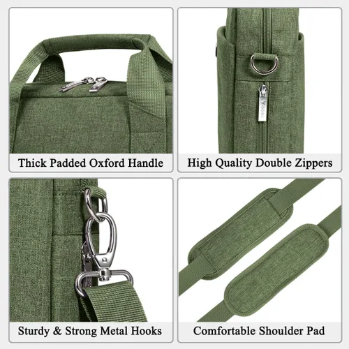 Miniatura 4 de Voova - Bolso para laptop de 15, 15.6, 16 pulgadas, funda para computadora con bandolera, maletín expandible impermeable para negocios para hombres