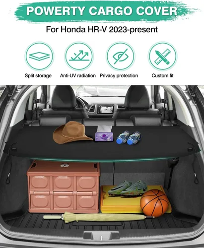 Miniatura 2 de Powerty Cubierta de carga para Honda HR-V HRV 2023 2024 2025, accesorios para maletero, cubierta retráctil de blindaje de maletero, cubierta