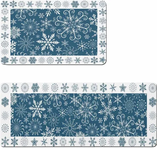Tapete de baño azul de Navidad para bañera, antideslizante, de secado rápido y absorbente, tierra de diatomeas, fregadero, dormitorio, cocina,
