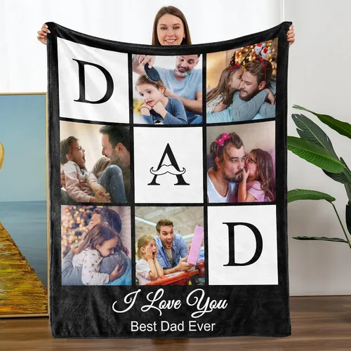 Miniatura 15 de TURMTF Manta personalizada con foto para mamá de hija e hijo, regalos de boda personalizados para ella, él, pareja, esposa, marido, novia, novio