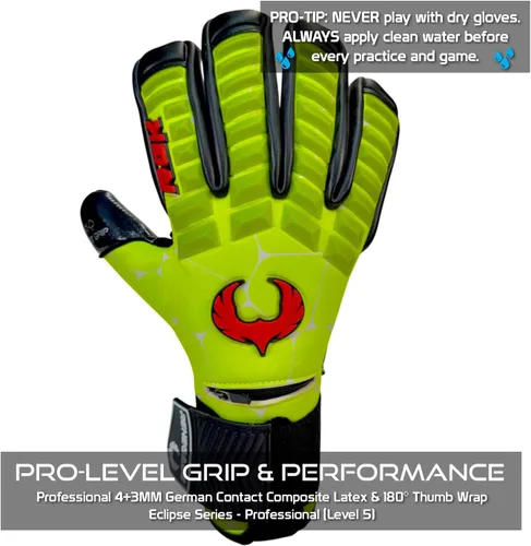 Miniatura 4 de Guantes profesionales de portero de fútbol Renegade GK Eclipse (tallas 6-12, nivel 5) Fingersaves y agarre EXT de 4 + 0.118 mm con sede en EE. UU