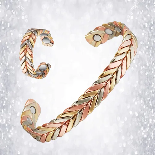 Miniatura 2 de Pulsera de cobre para mujer, traje de cobre puro, ajustable, tres colores, trenza, magnética, regalo de joyería Fashsion (0932 2040)