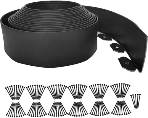 Miniatura 8 de Bordes de jardín de 1.5 pulgadas x 98 pies, bordes de paisaje negro con 150 estacas de plástico, valla flexible de bricolaje para paisajismo, cama