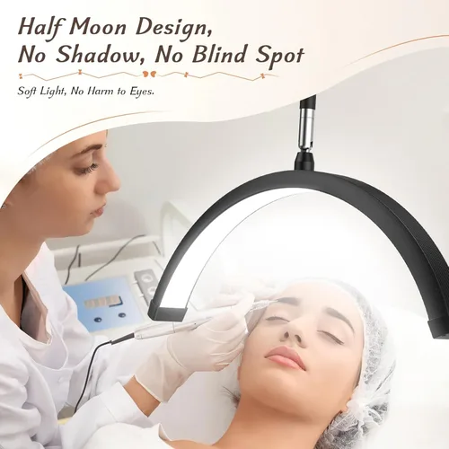 Miniatura 7 de Mznoo Luz Media Luna con Abrazadera, Lámpara de Mesa LED para Manicura, Lámpara de Escritorio para Uñas, Extensiones de Pestañas, Cuidado de la Piel