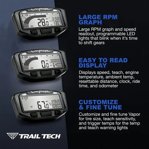 Miniatura 3 de Trail Tech 752-113 Kit de medidor de tacómetro de velocímetro digital de vapor, Suzuki SV650 1999-2017