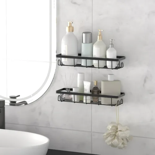 Miniatura 3 de Organizador de Cesta de Ducha con Ganchos, Estantes de Baño Autoadhesivos, Organizadores y Almacenamiento de Baño sin Taladro, Perfecto para RV