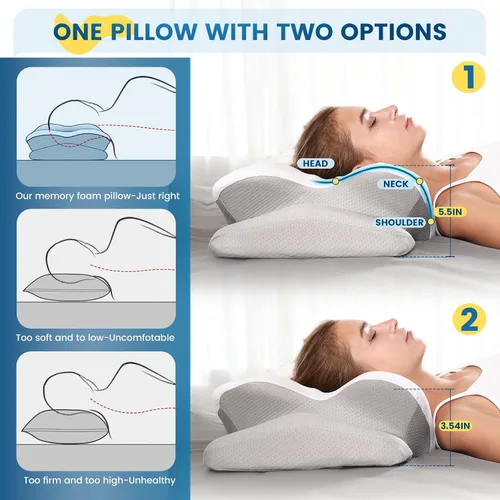 Miniatura 4 de Almohada cervical para cuello y hombro, almohada de espuma viscoelástica de contorno, almohada ergonómica de apoyo para el cuello para espalda