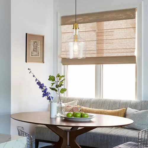 Miniatura 2 de Lámpara Colgante de Vidrio Moderna de Latón 1 Luz Individual con Cúpula Luminarias Colgantes para Isla de Cocina Comedor Pasillo, Diámetro 9 Latón