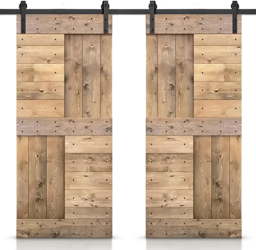 Miniatura 87 de TMS Serie N - Puerta corrediza interior de madera de pino anudada con kit de herrajes deslizantes (32 x 84 pulgadas, blanco)