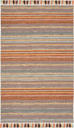 Miniatura 26 de SAFAVIEH Montauk Collection - Alfombra decorativa de 3 pies x 5 pies, color beige y multi, hecha a mano, estilo boho con rayas y flecos, de algodón