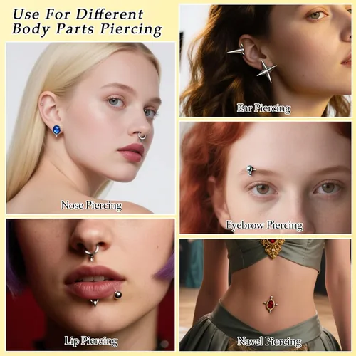 Miniatura 8 de ATOMUS - Agujas para piercings corporales, calibres 14G / 16G, acero inoxidable estéril desechable, adecuadas para piercing de oreja, nariz