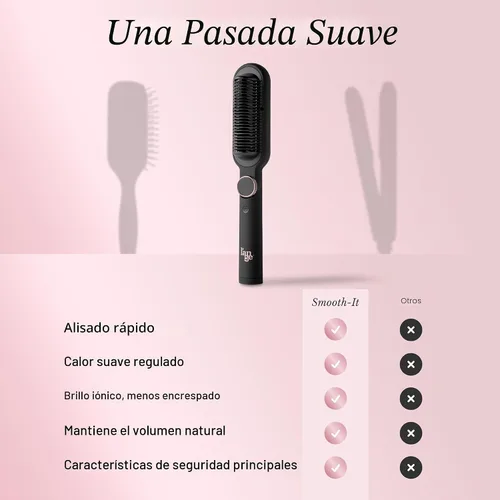 Miniatura 5 de L'ANGE HAIR Smooth-It Alisador de Peine Caliente 2 en 1 Peine Alisador Digital con Control Térmico Ajustable Tecnología Iónica para Peinar sin