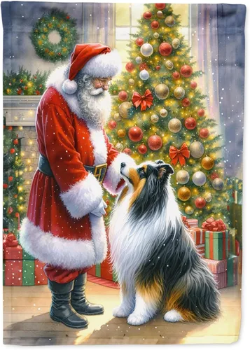 Miniatura 24 de Caroline's Treasures DAC4159CHF - Bandera de casa de Husky siberiano y Papá Noel para porche, grande, para colgar en la pared, poliéster