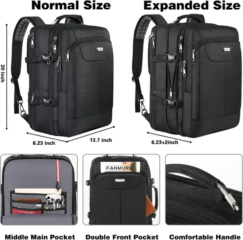Miniatura 3 de Mochila de mano extra grande de 50 litros aprobada por aerolíneas TSA con 3 cubos de embalaje para mujeres y hombres, mochila de viaje súper grande