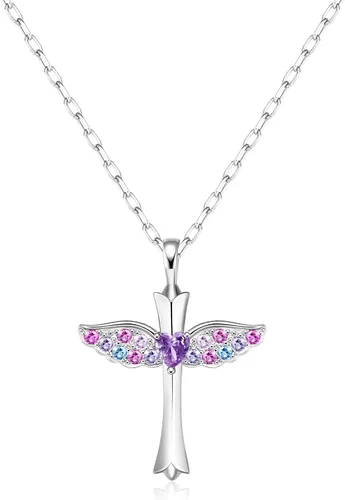 Cross Necklace First Communion Gifts for Girls, Dainty Necklaces for Teen Girls Cross Necklace Shiny CZ Religious Pendant Christian Jewelry Baptism