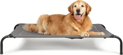 FurHaven Cunas elevadas para mascotas – Hamaca de malla de nailon refrescante y transpirable para perros grandes/fácil de montar/duradera y Gris
