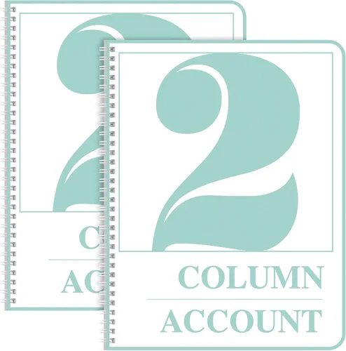 Sayglossy Paquete de 2 libros de contabilidad columnar para contabilidad de negocios, 100 páginas, 8.5 x 11 pulgadas, Wire-O (2 columnas)