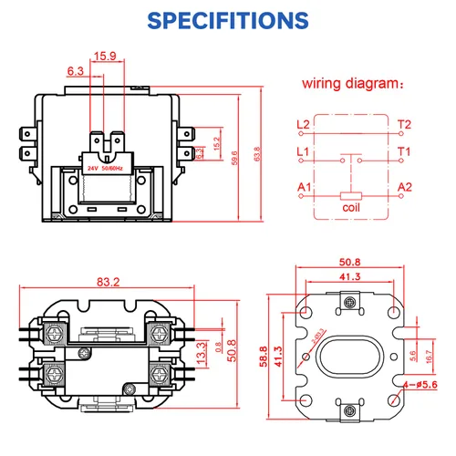 Miniatura 4 de BOJACK Contactor de CA de propósito definido de 1 polo, bobina FLA 25 A, 24 VCA. Contactor para compresor de condensador de aire acondicionado