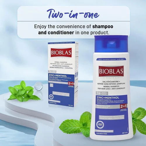 Miniatura 3 de Champú para el cabello con zinc y mentol, champú anticaspa y anticaída de cabello, champú de menta fresca para pérdida de cabello y cuero cabelludo