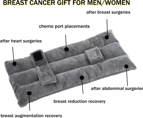 Miniatura 2 de Almohada para cinturón de seguridad para mastectomía poscirugía, cojín de apoyo para recuperación de cirugía cardíaca para puerto de quimioterapia