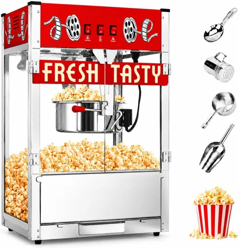 Miniatura 15 de Carro de máquina de palomitas de maíz de 8 onzas, 650 W, máquina para hacer palomitas de maíz con hervidor de acero inoxidable, máquina de palomitas
