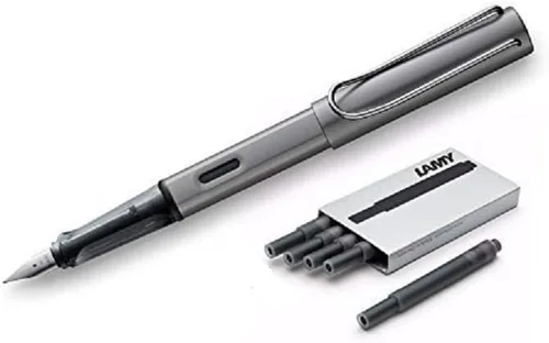 Lamy AL-star – pluma estilográfica + 5 negro Cartuchos de tinta, Graphite Grafito