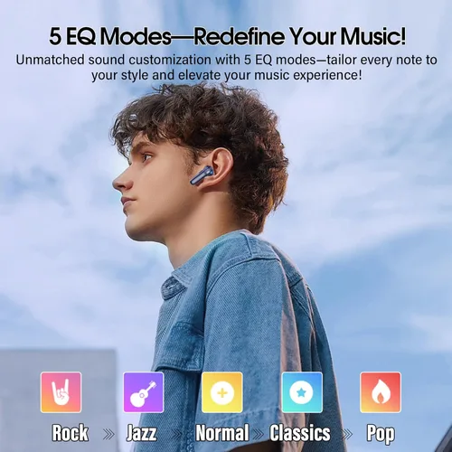 Miniatura 4 de Auriculares inalámbricos, Bluetooth 5.4, pantalla táctil multifunción con 5 modos de ecualización, auriculares estéreo de 48 horas con cancelación