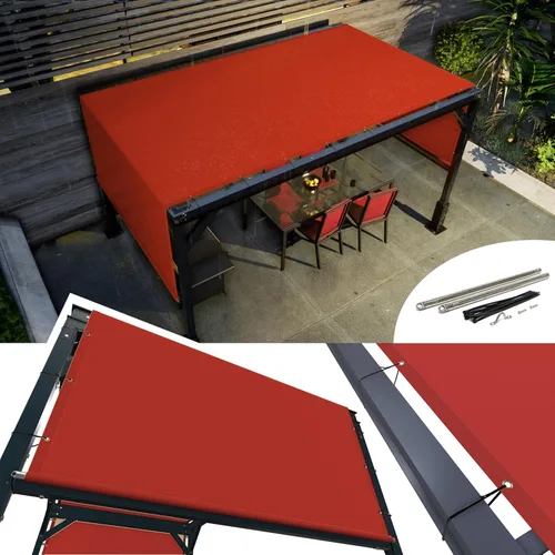Amgo 6 pies de ancho x 16 pies de largo, cubierta de repuesto para toldo de pérgola impermeable rojo UPF50, tela de 220 GSM para patio al aire