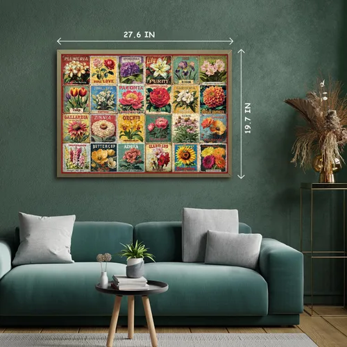 Miniatura 4 de Rompecabezas vintage de flores para adultos de 1000 piezas, rompecabezas de arte único y hermoso collage floral, con temática de plantas