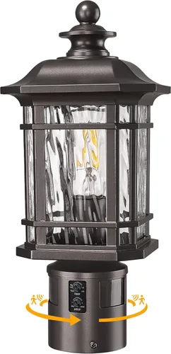 Miniatura 7 de Emliviar Luz exterior para poste, lámpara de poste negro para exteriores, aluminio con vidrio sembrado, WE270P BK