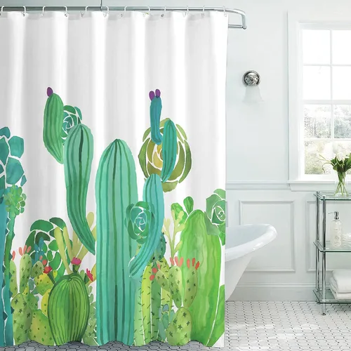 Miniatura 10 de Cortina de ducha de tela impermeable con diseño de margaritas blancas y flores blancas para baño, decoración bohemia de baño con 12 ganchos
