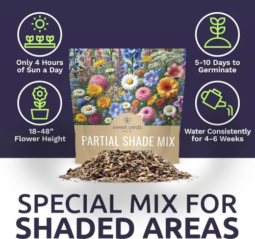 Miniatura 6 de Wildflower Seeds Mezcla de sombra parcial, 1 onza más de 7,000 semillas anuales y perennes polinizadas abiertas