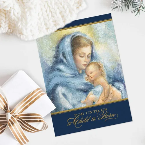 Miniatura 4 de Tarjetas navideñas religiosas de la Virgen y el Niño de Masterpiece / Juego de 16 tarjetas festivas cristianas en caja con acentos de lámina dorada