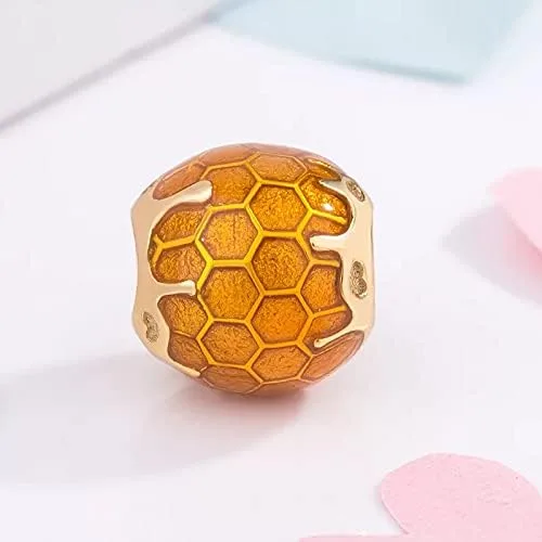 Miniatura 2 de Cuentas de plata de ley 925 de Bee Hive para pulseras europeas, Plata esterlina