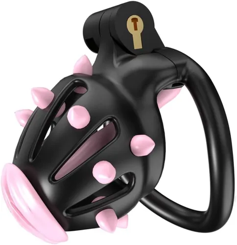 Jaulas de castidad masculina para hombres, jaula pequeña para pene con puntos de masaje de silicona, ligera impresa en 3D, anillos de 5 tamaños,