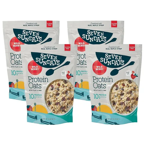 Miniatura 8 de Seven Sundays Avena proteica, manzana y canela, bolsa de 32 onzas (paquete de 4), avena sin gluten, 0.35 onzas de proteína reciclada, disfruta