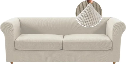 Miniatura 37 de Funda para silla Chesterfield de 2 piezas para sofá de 1 cojín, fundas para silla de brazo alto, 1 asiento, alta elasticidad, lavable, protector