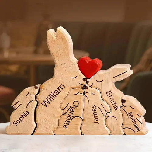 Miniatura 13 de Rompecabezas de oso de madera personalizado con apellidos de 1 a 8 familiares, escultura personalizada con nombre de familia, ideal para Navidad
