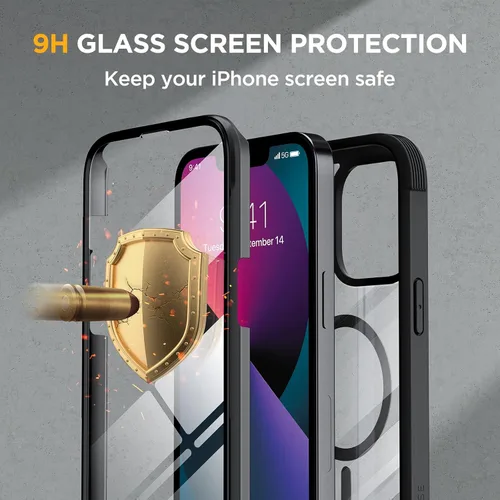 Miniatura 5 de Miracase Serie de vidrio diseñada para iPhone 13 de 6.1 pulgadas, actualización 2023, carcasa magnética transparente de cuerpo completo
