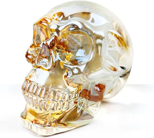 Miniatura 18 de Estatuas de cabeza de calavera de cristal, figuras de calavera K9, piedras preciosas de calavera de cristal, decoración de Halloween, regalos
