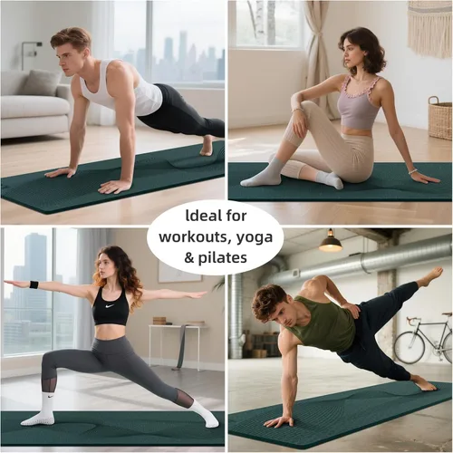 Miniatura 5 de ILILI Tapete de yoga, 72 x 25 x 0.3 pulgadas, antideslizante, tapete de ejercicio de elastómero termoplástico, resistente al desgarro, tapete