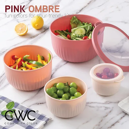 Miniatura 211 de COOK WITH COLOR Tazones de preparación con tapas - Juego de tazones pequeños de mezcla de plástico anchos y profundos anidables con tapas, juego