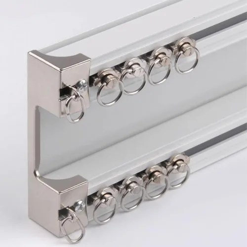 Miniatura 5 de Sistema de riel de cortina de techo, rieles dobles para cortinas y cortinas, riel deslizante de aluminio para divisores de habitación en sala