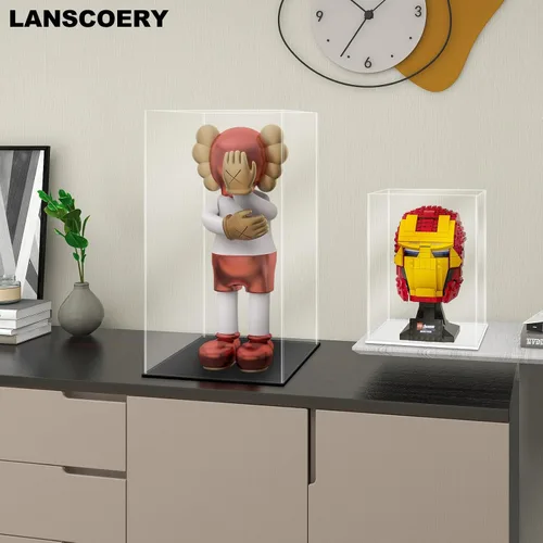 Miniatura 8 de LANSCOERY Vitrina de Acrílico, Caja de Exhibición Ensamblable para Coleccionables, con Diseño a Prueba de Polvo y Sin Costuras, Base Negra de Negro