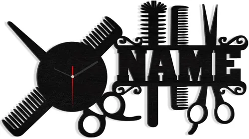 Reloj de pared personalizado para peluquería, regalo de peluquería, reloj de pared con nombre personalizado, reloj de pared de metal divertido para